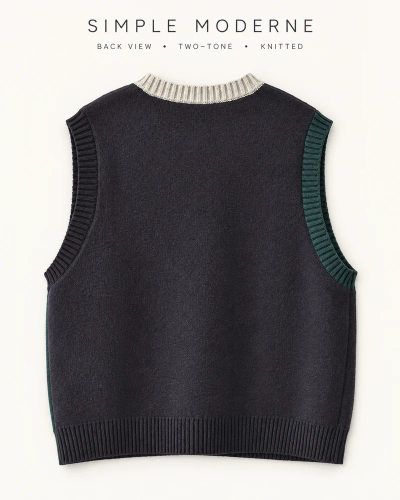 Asymmetric Two-Tone Knitted Vest