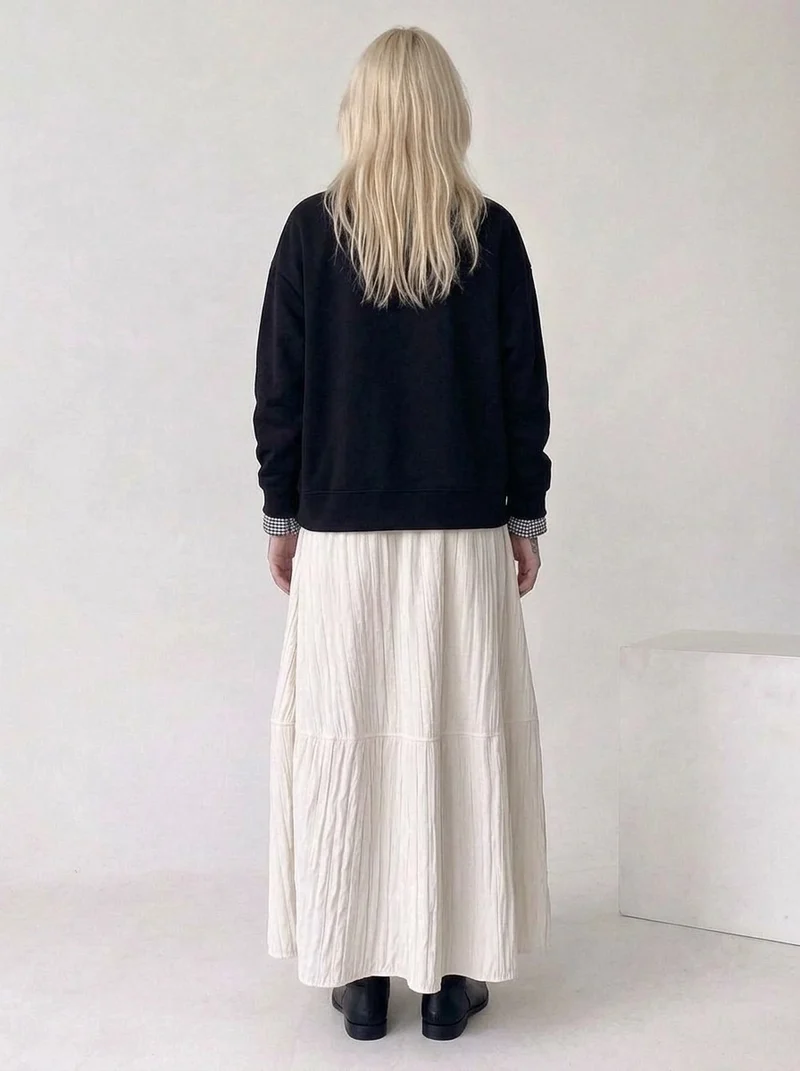 Black Gingham Rose Pullover | Relaxed Alternative Sweatshirt
