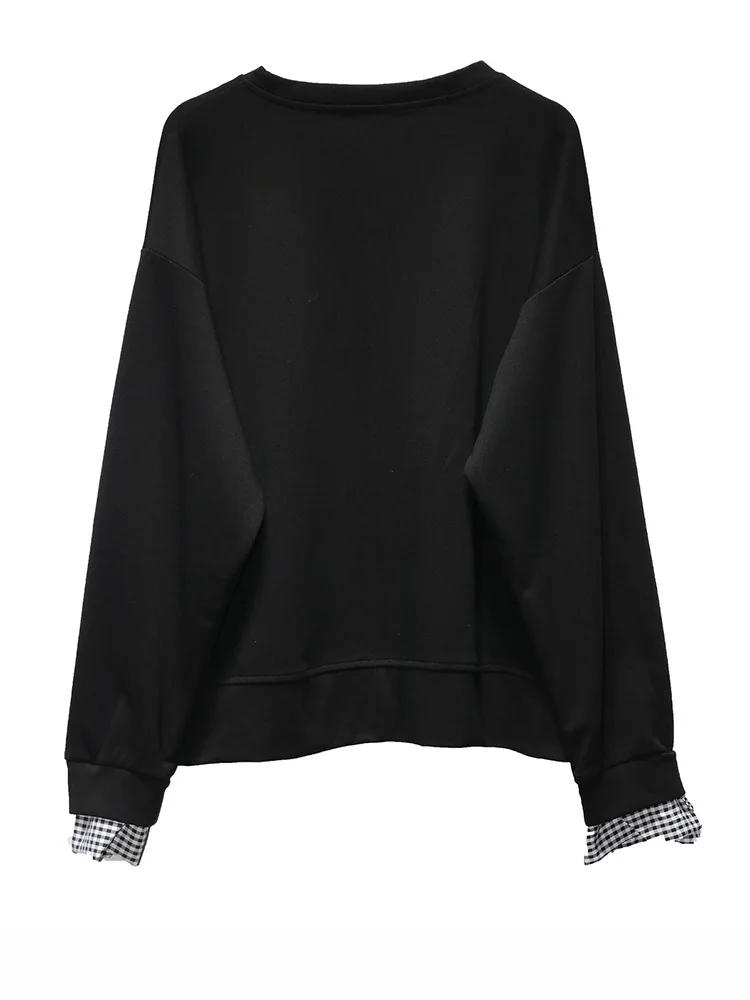 Black Gingham Rose Pullover | Relaxed Alternative Sweatshirt