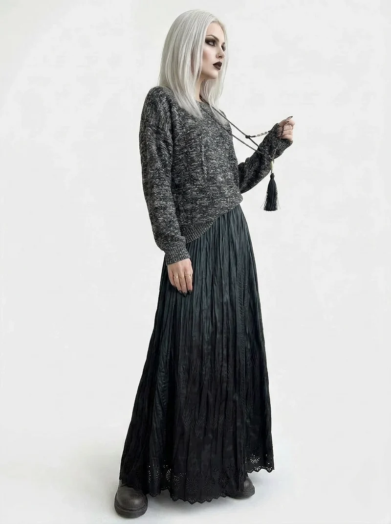 Dark Flow Gothic Pleated Skirt