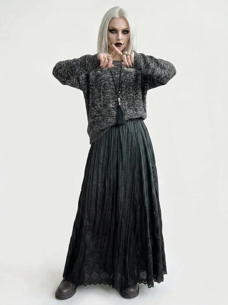Dark Flow Gothic Pleated Skirt