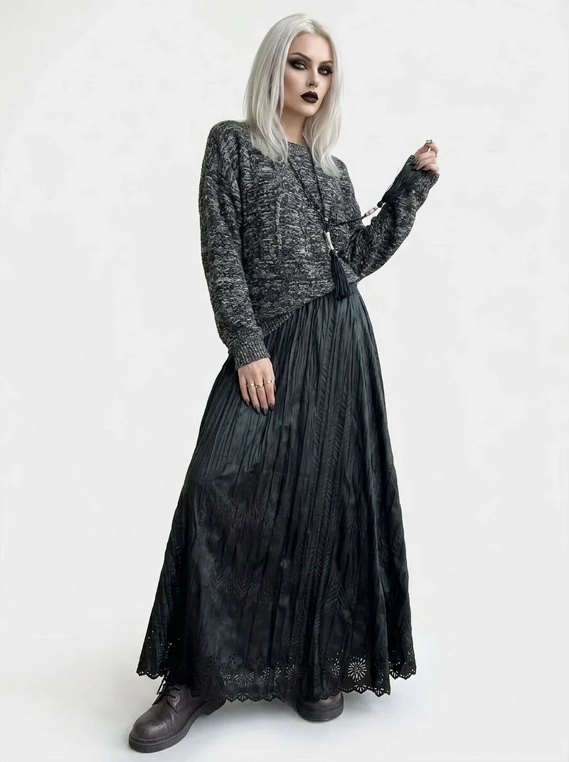 Dark Flow Gothic Pleated Skirt