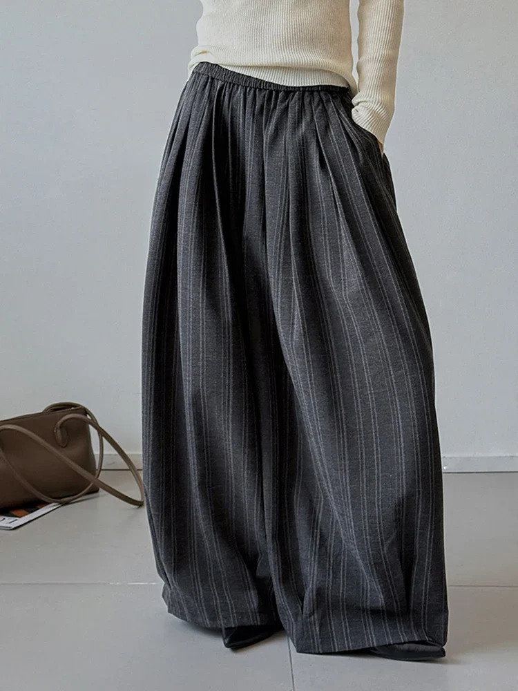 Charcoal Pinstripe Super Wide-Leg Trousers