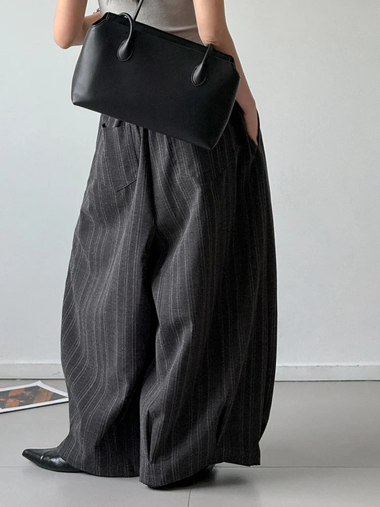 Charcoal Pinstripe Super Wide-Leg Trousers
