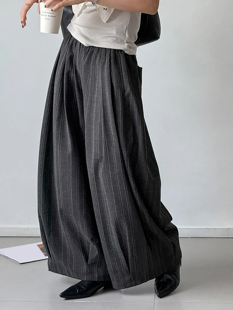Charcoal Pinstripe Super Wide-Leg Trousers