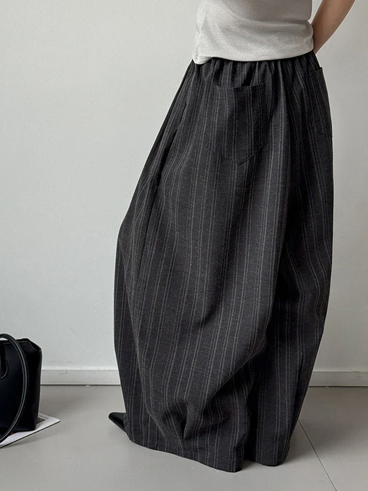 Charcoal Pinstripe Super Wide-Leg Trousers