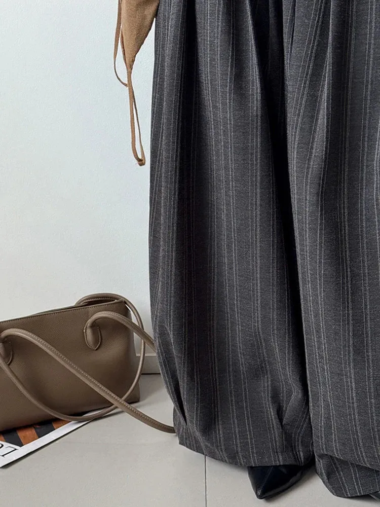 Charcoal Pinstripe Super Wide-Leg Trousers