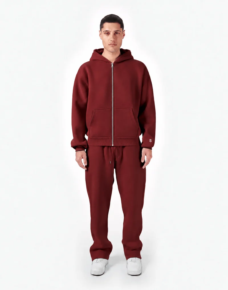 TRACKSUIT SET ZIP-HOODIE (BURGUNDY)