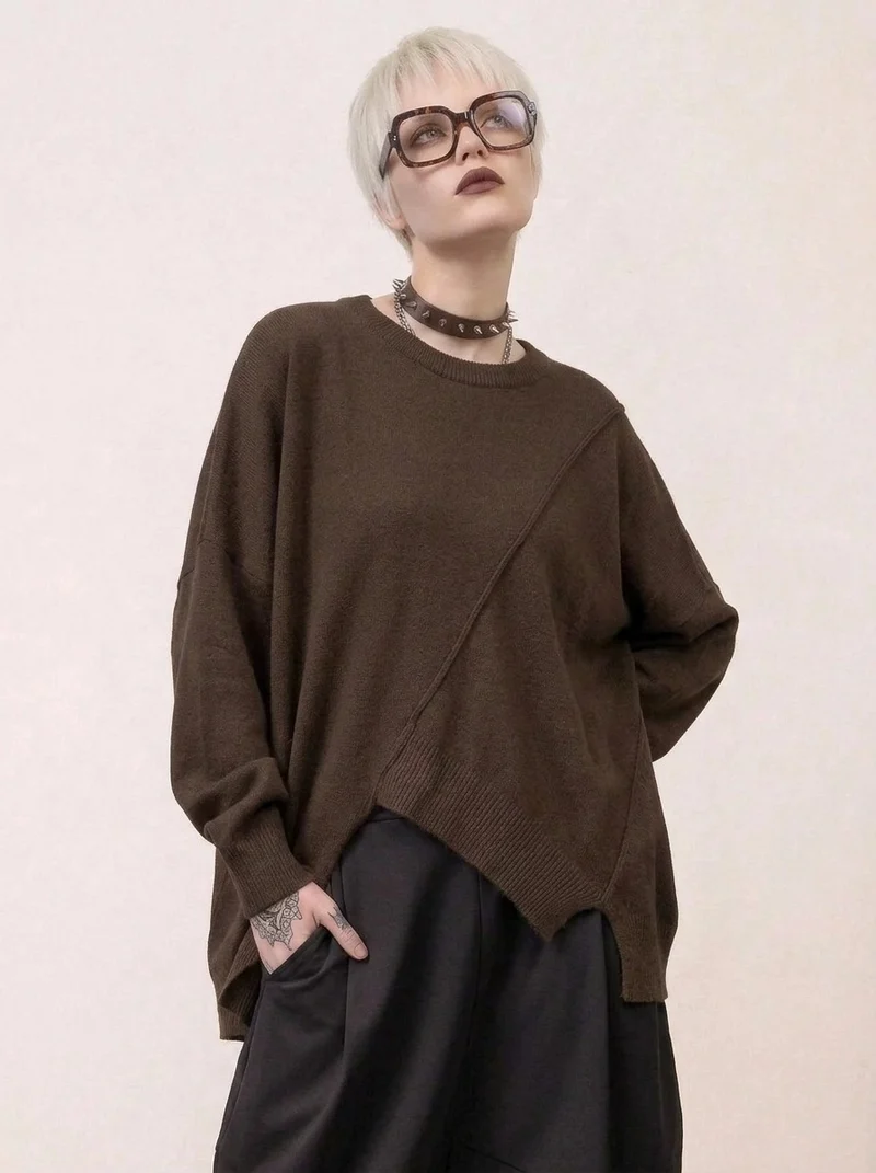 Coffee Deconstructed Oversized Knit Pullover