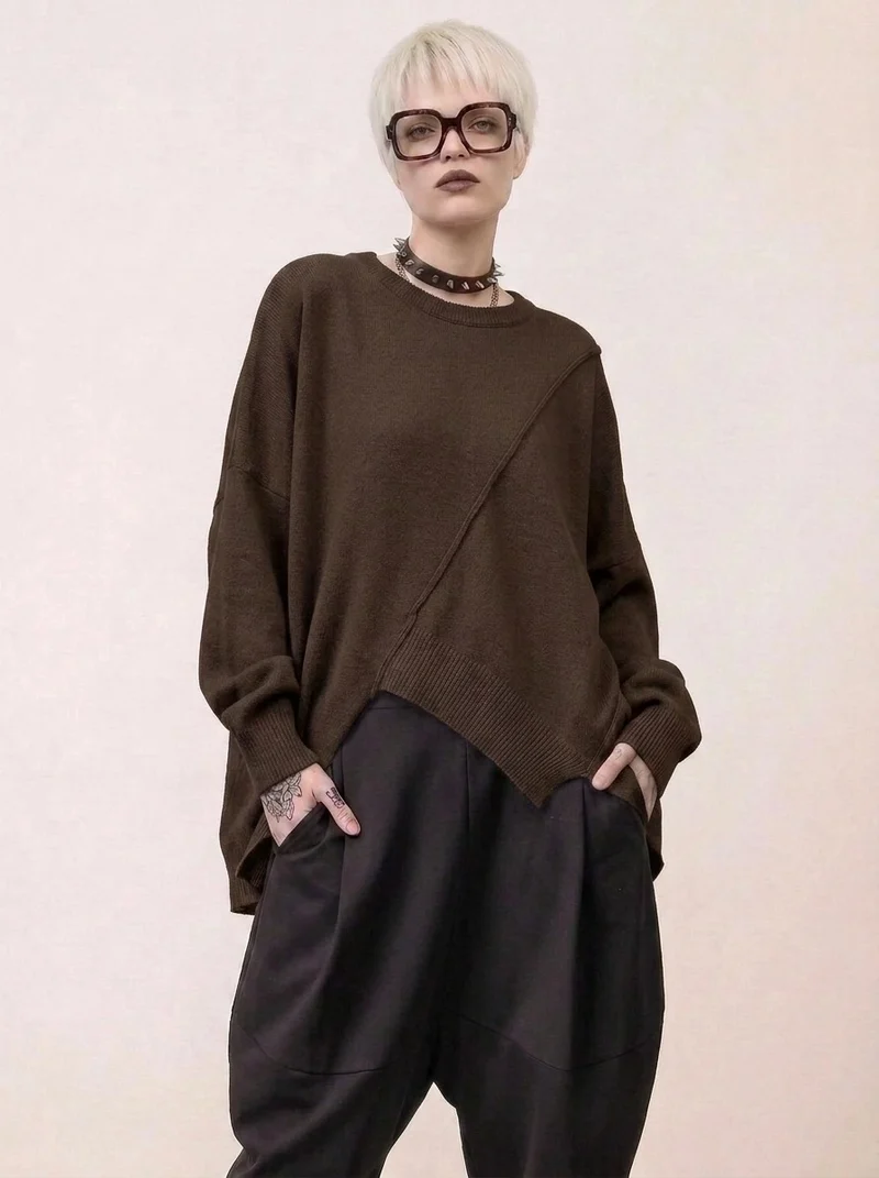 Coffee Deconstructed Oversized Knit Pullover