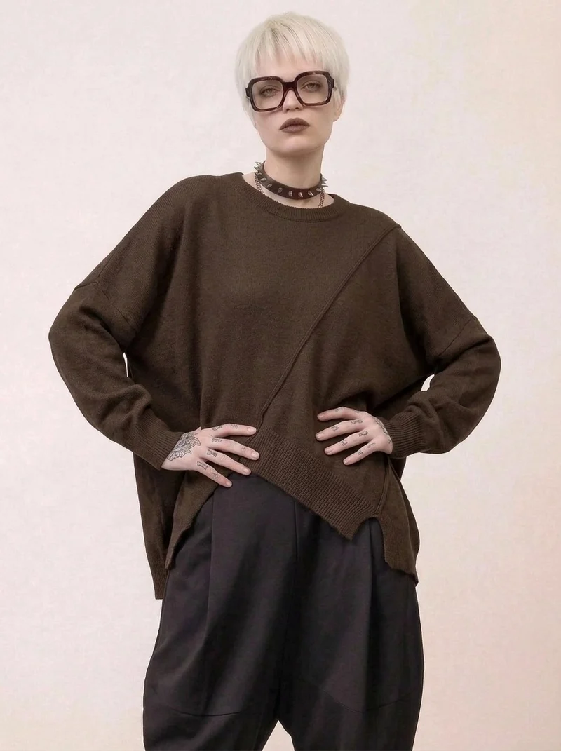 Coffee Deconstructed Oversized Knit Pullover