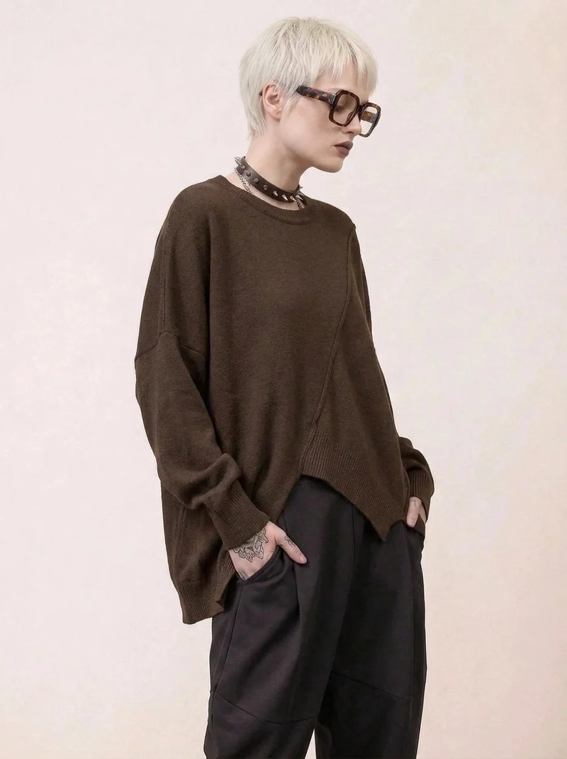 Coffee Deconstructed Oversized Knit Pullover