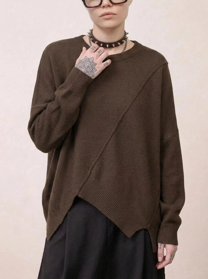 Coffee Deconstructed Oversized Knit Pullover