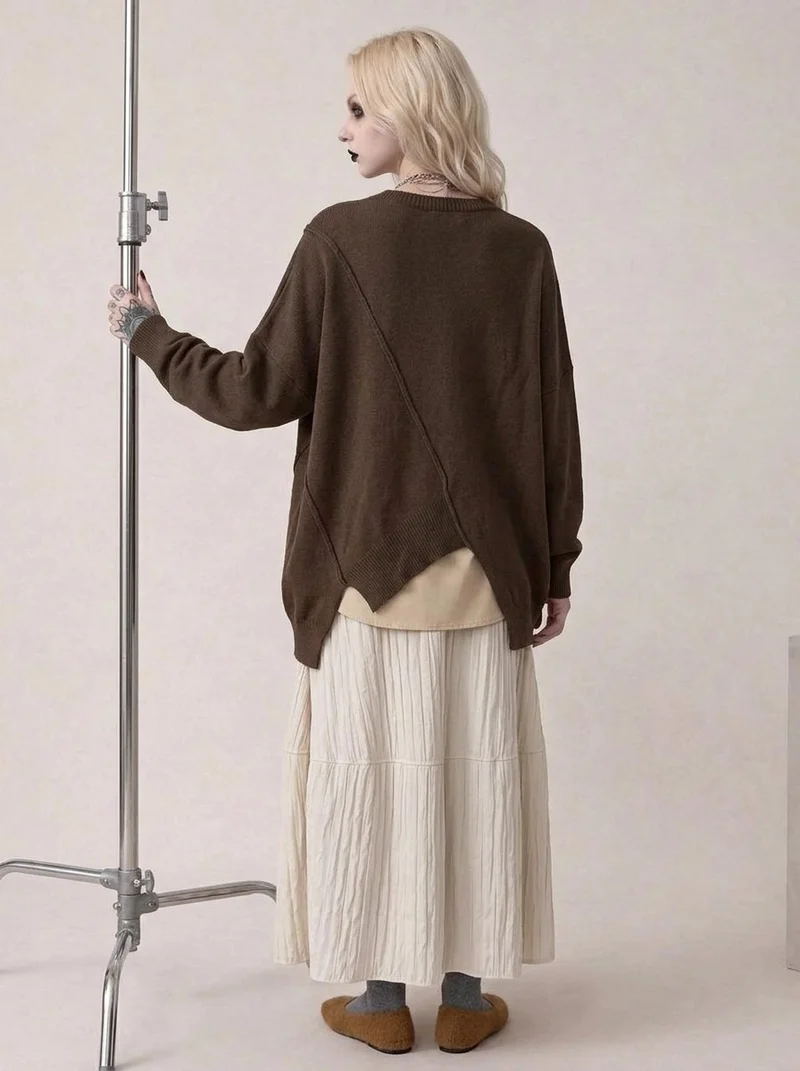 Coffee Deconstructed Oversized Knit Pullover