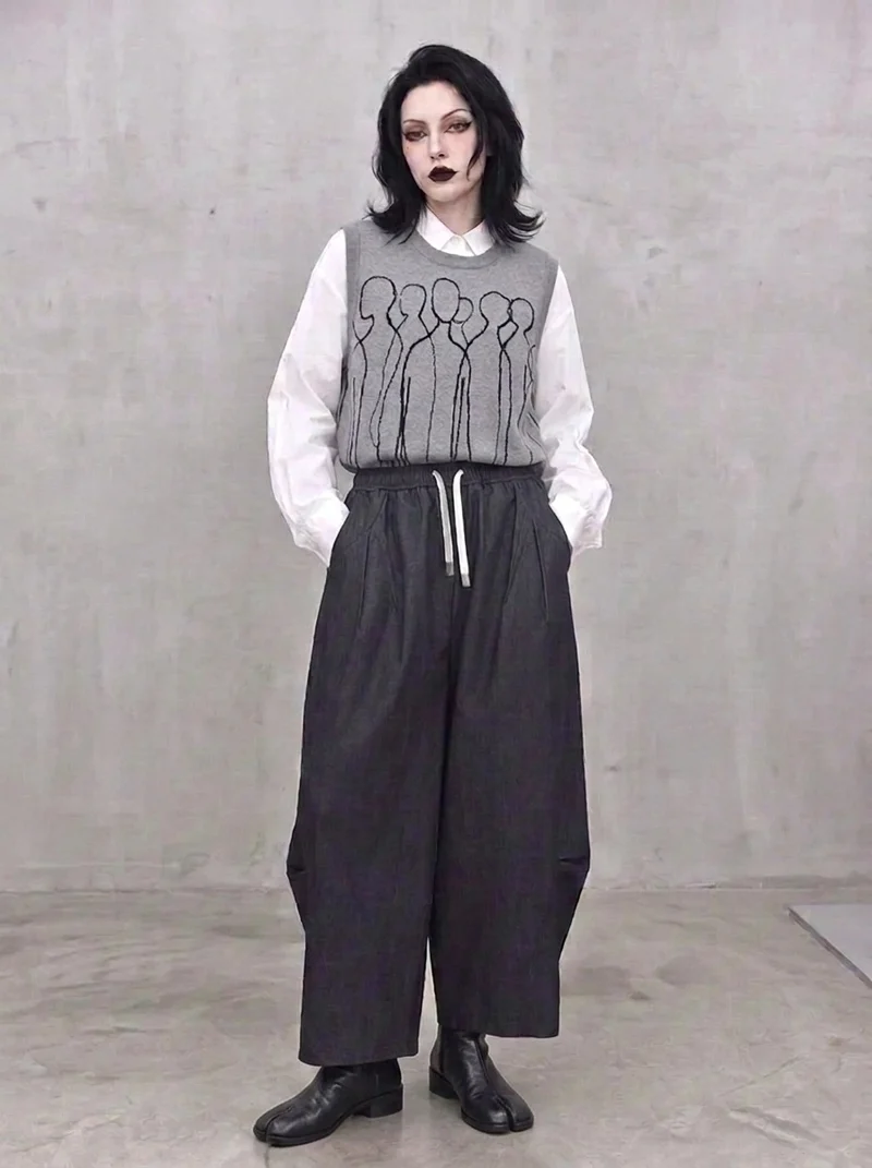 Grey Sculpted Wide-Leg Trousers | Relaxed Minimalist Balloon Pants