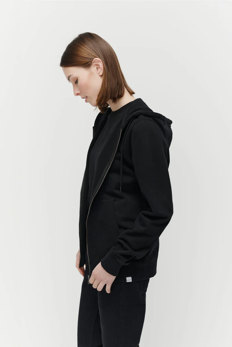 The Unisex Zip Hoodie - Washed Black