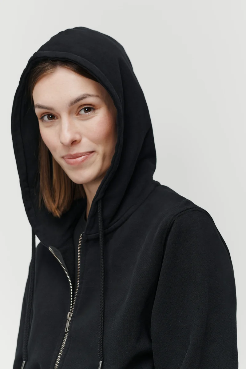 The Unisex Zip Hoodie - Washed Black