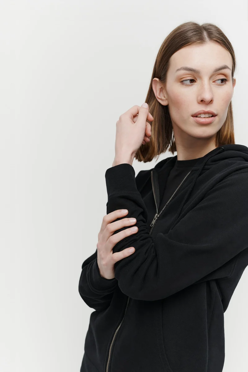 The Unisex Zip Hoodie - Washed Black