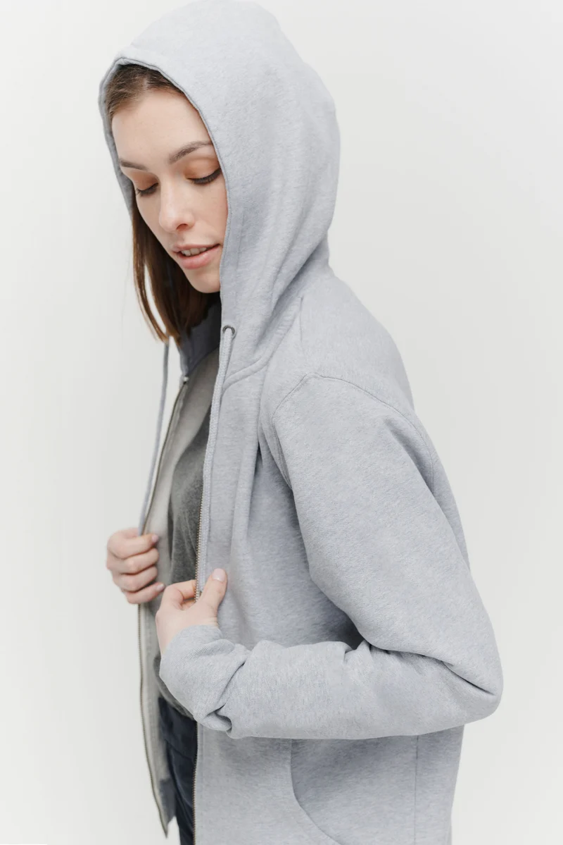The Unisex Zip Hoodie - Grey Melange