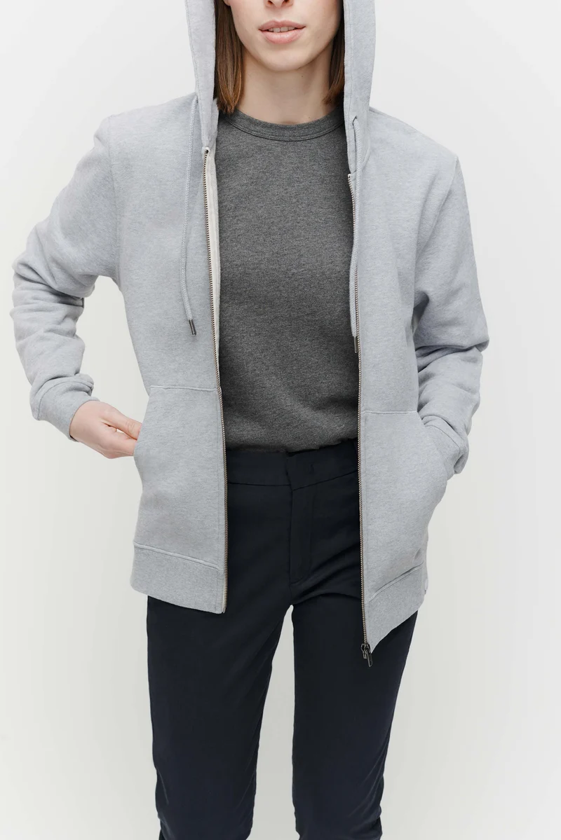 The Unisex Zip Hoodie - Grey Melange
