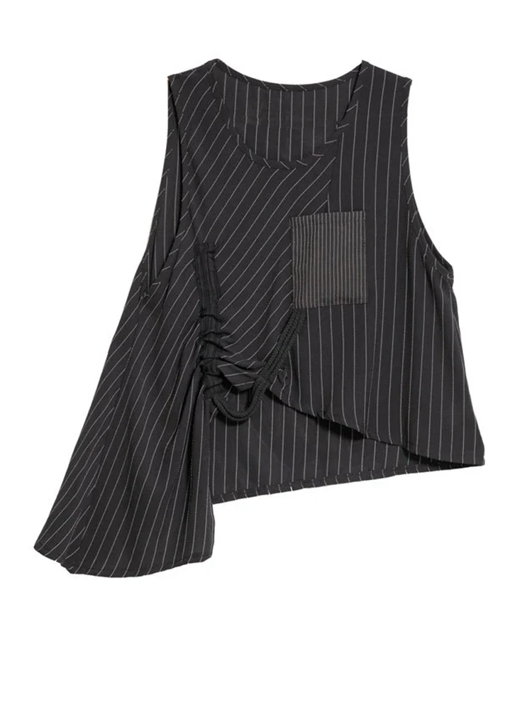 Asymmetrical Pinstripe Draped Top