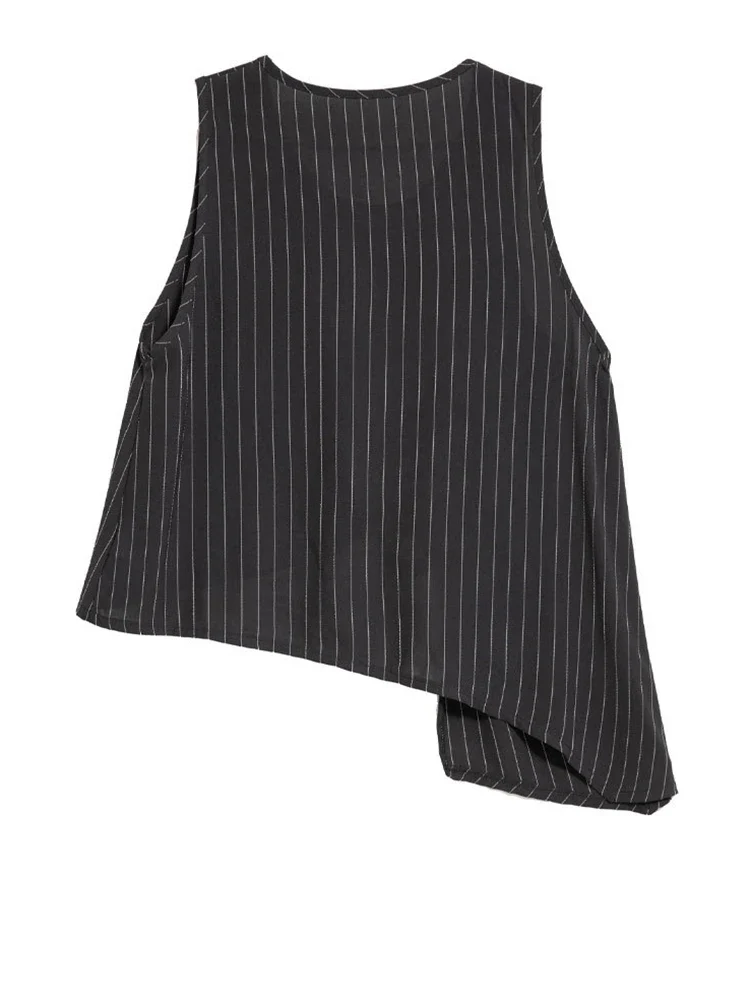 Asymmetrical Pinstripe Draped Top