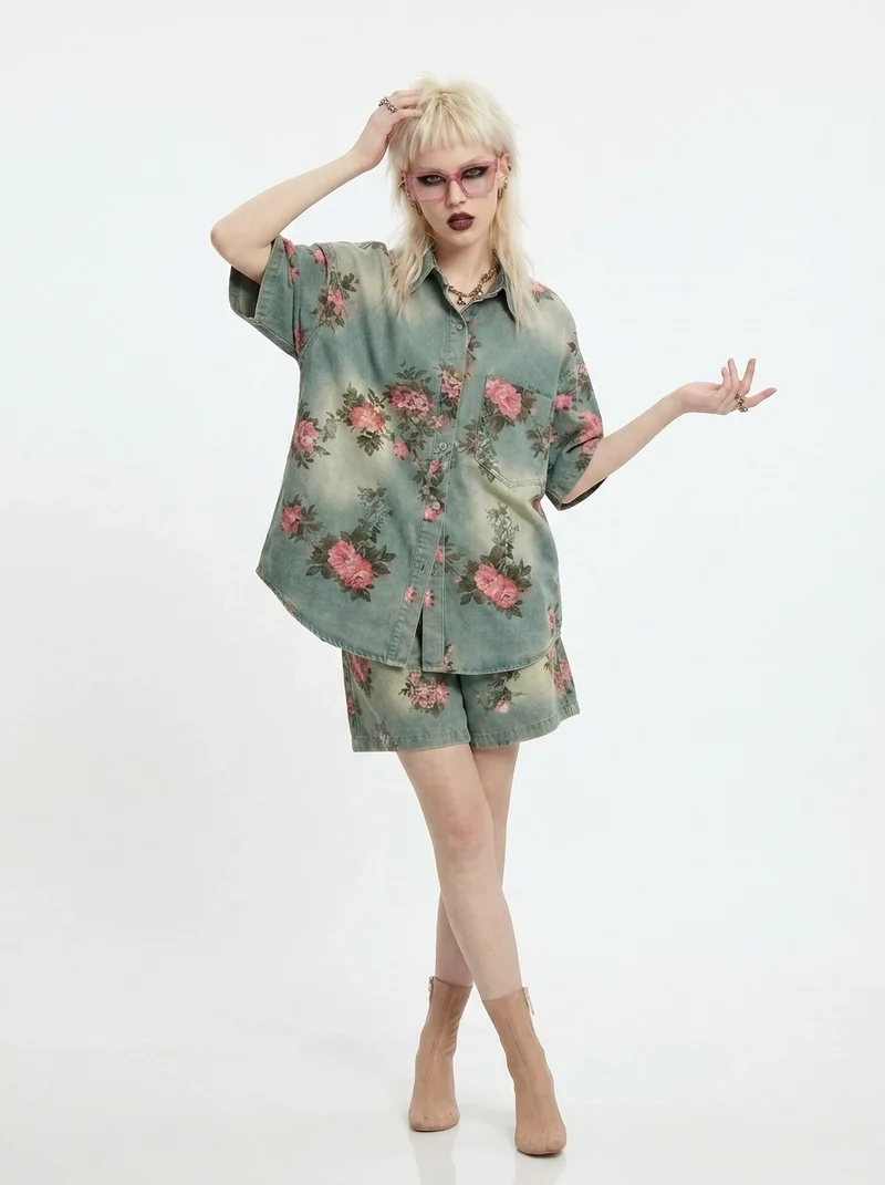 Vintage Bloom Oversized Shirt