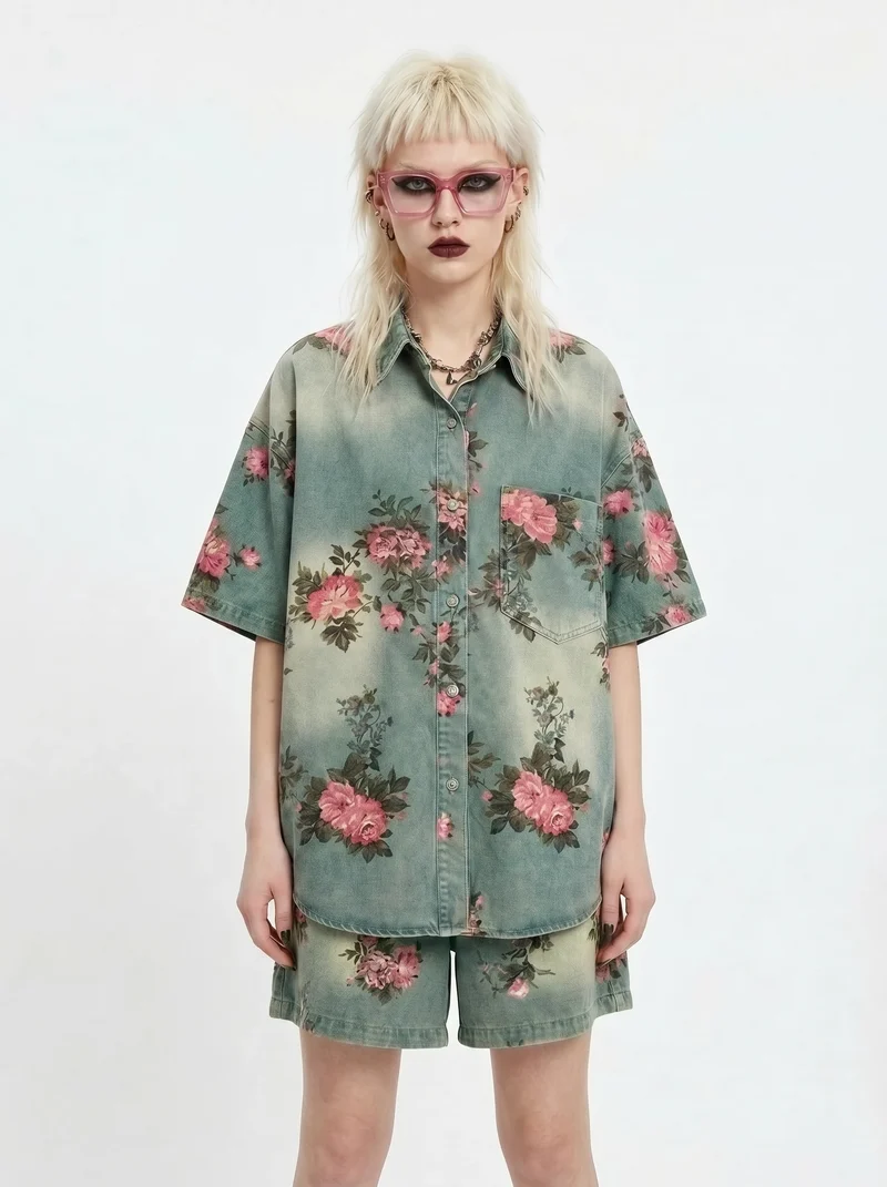 Vintage Bloom Oversized Shirt