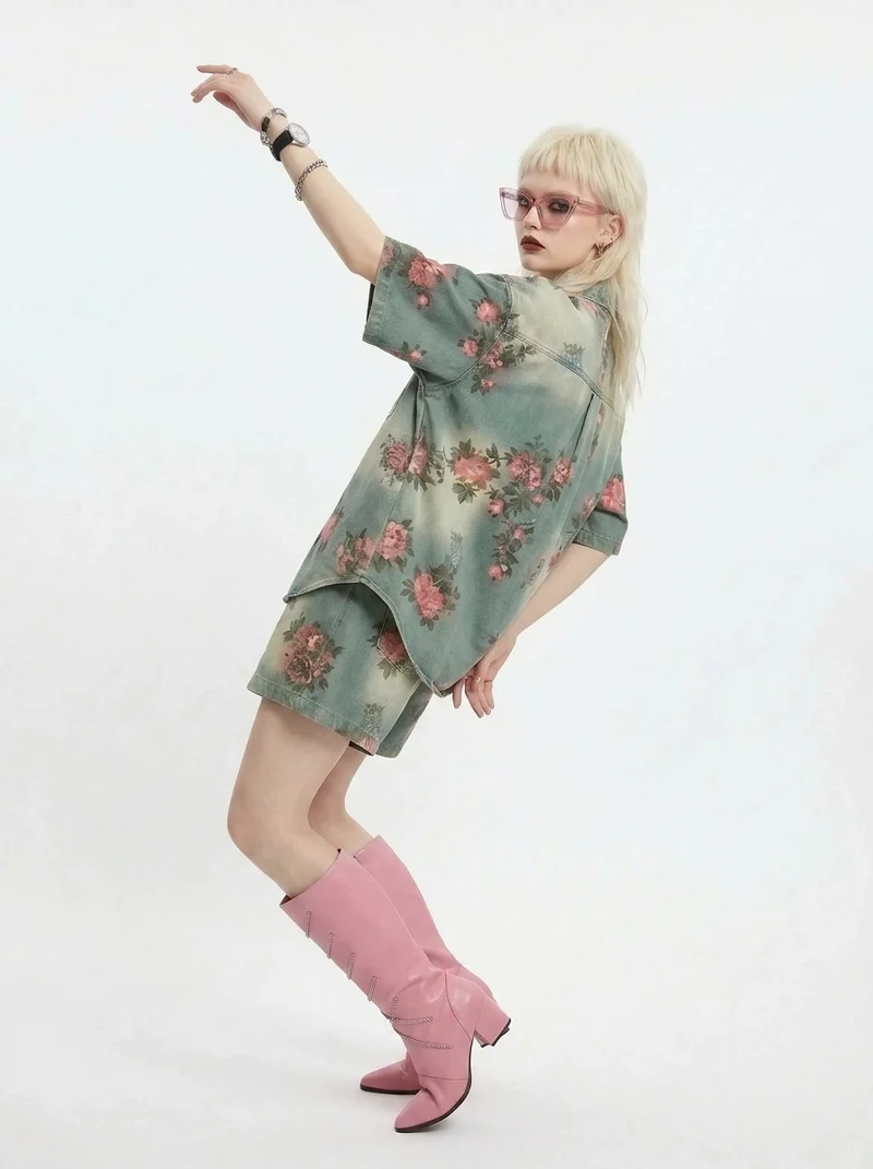 Vintage Bloom Oversized Shirt