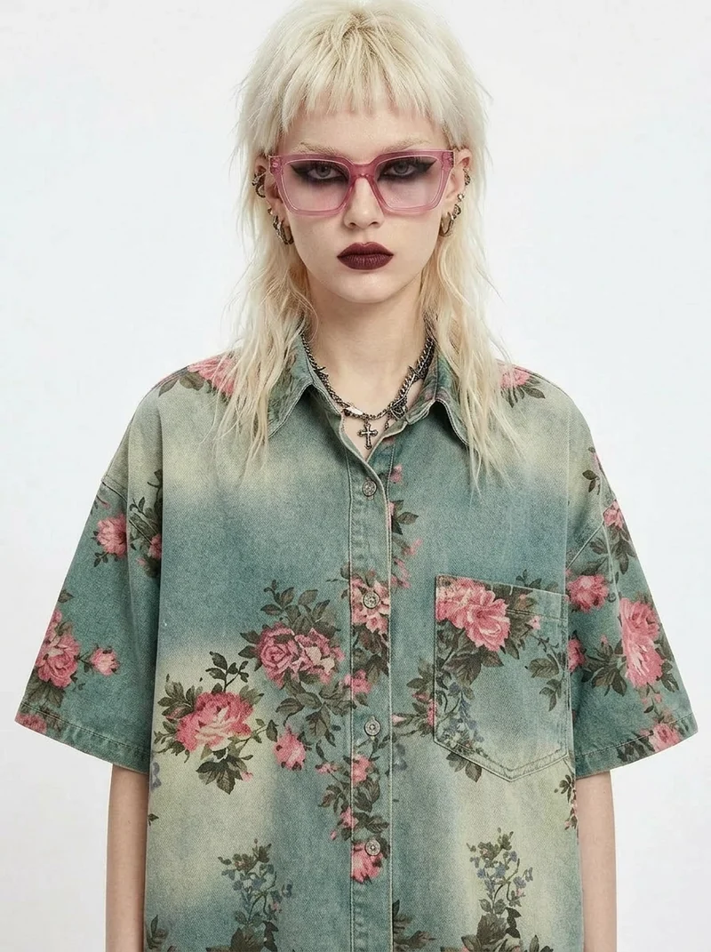 Vintage Bloom Oversized Shirt