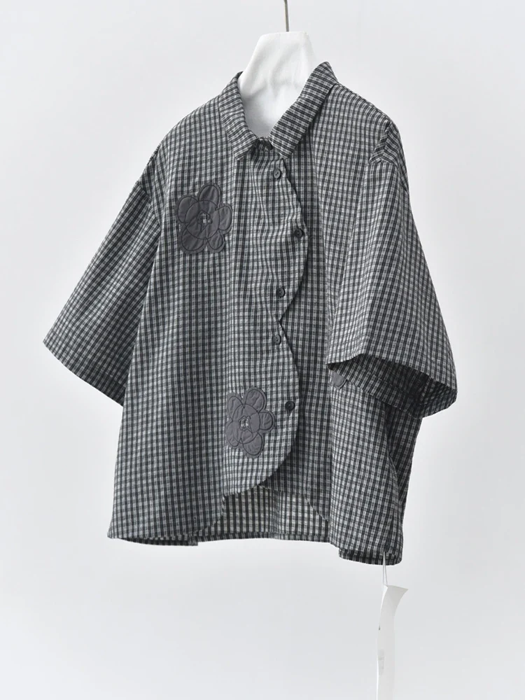 Casual Minimal Goth Check Shirt