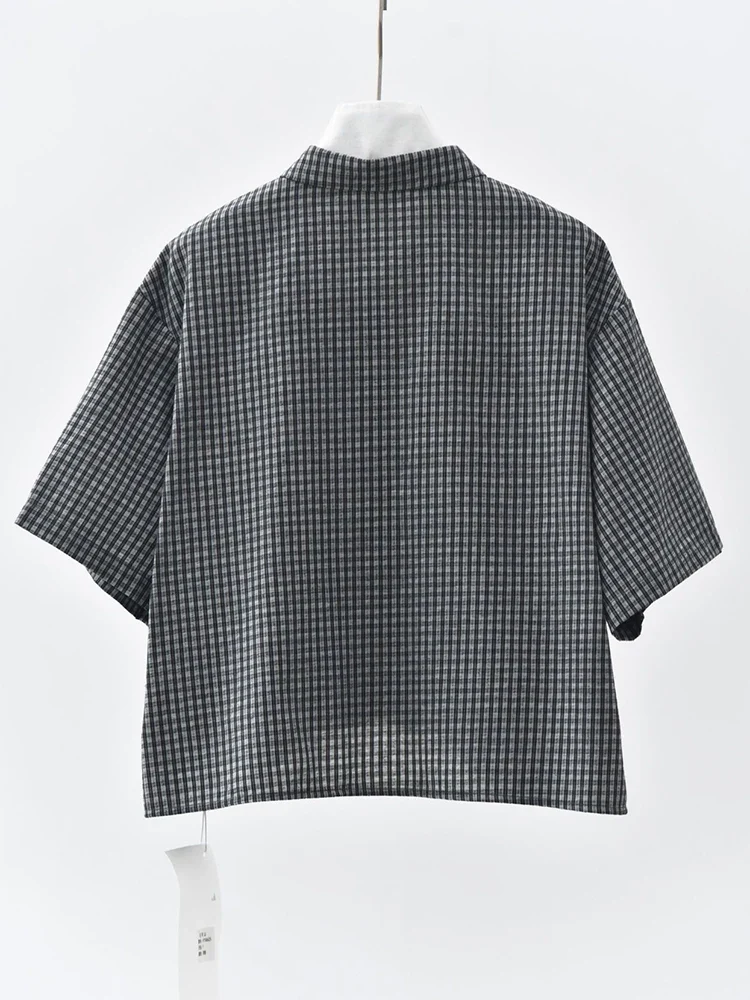 Casual Minimal Goth Check Shirt
