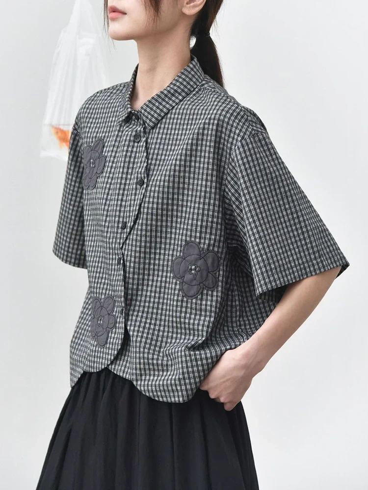Casual Minimal Goth Check Shirt