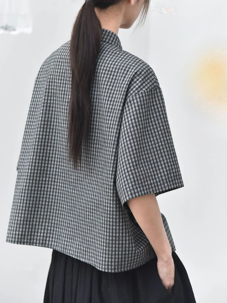 Casual Minimal Goth Check Shirt