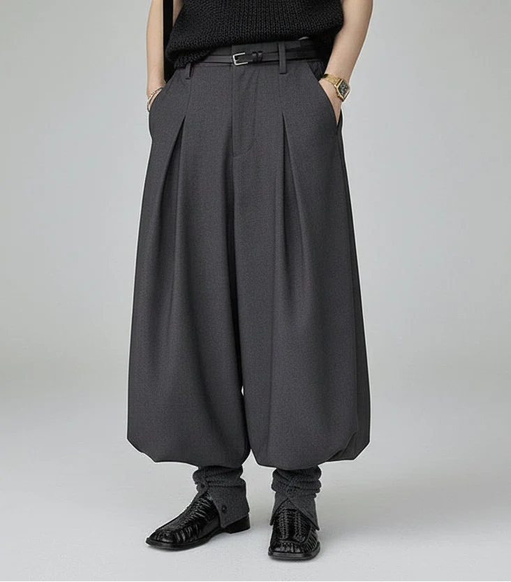 Minimal Goth Tailored Balloon Trousers