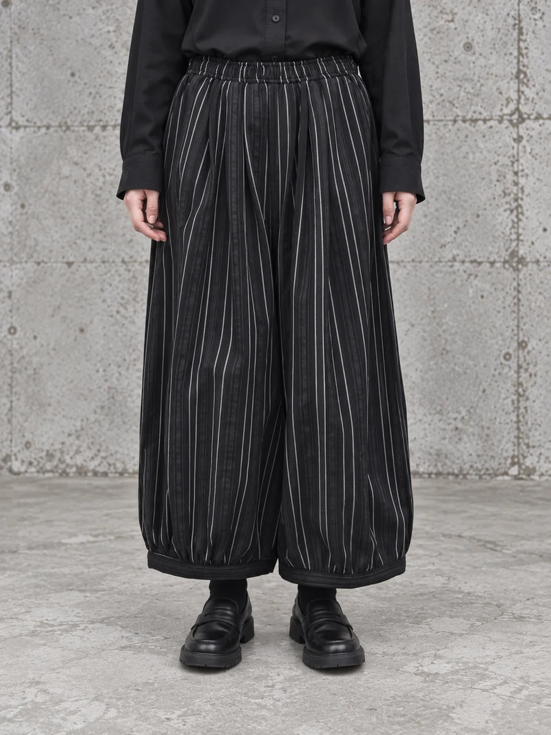 Black Striped Balloon Trousers