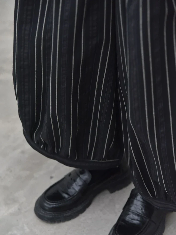 Black Striped Balloon Trousers