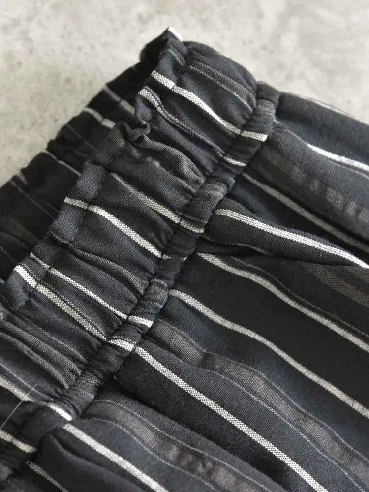 Black Striped Balloon Trousers