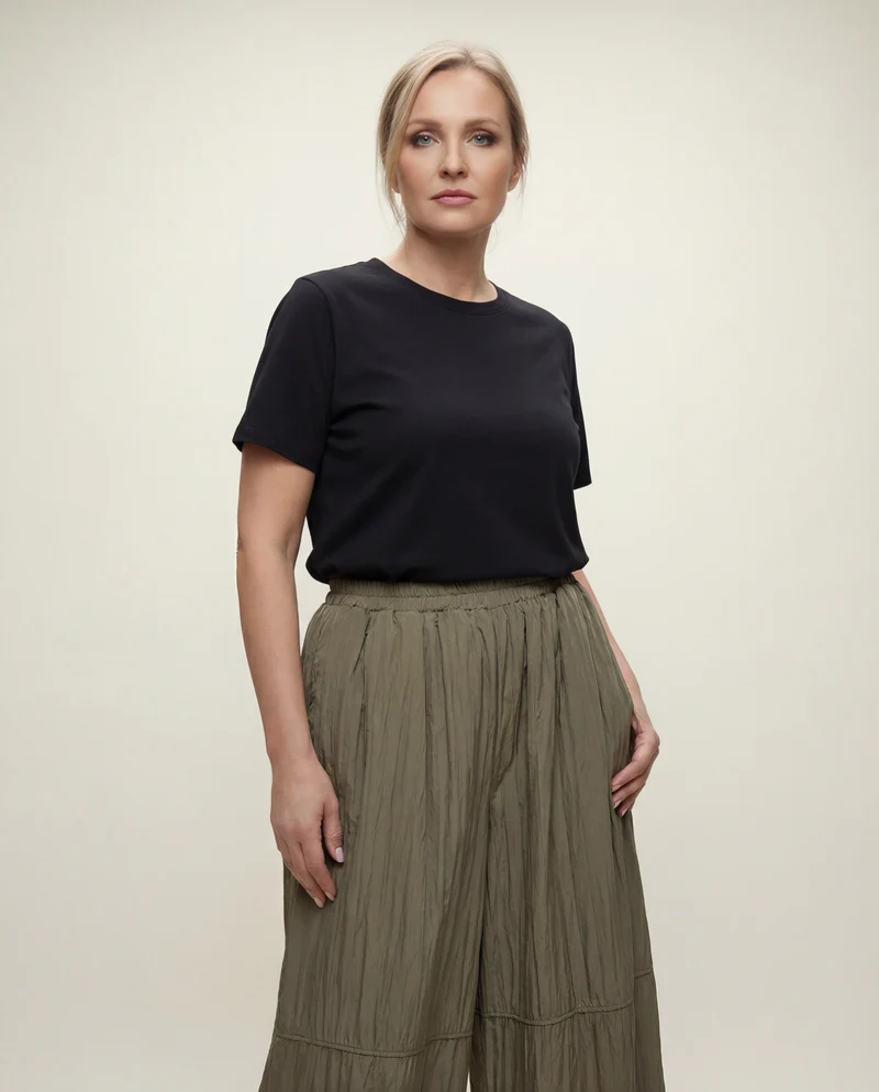 Textured Wide-Leg Trousers
