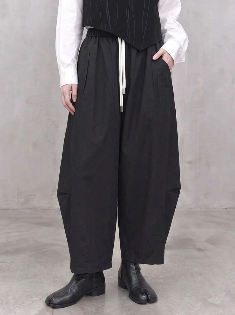 Washed Black Balloon Trousers – Wide Leg Minimal Goth Pants