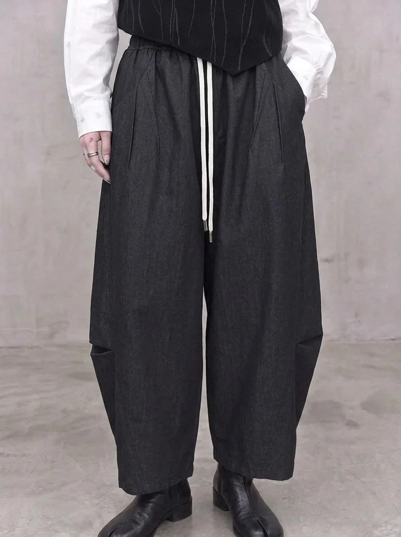 Washed Black Balloon Trousers – Wide Leg Minimal Goth Pants