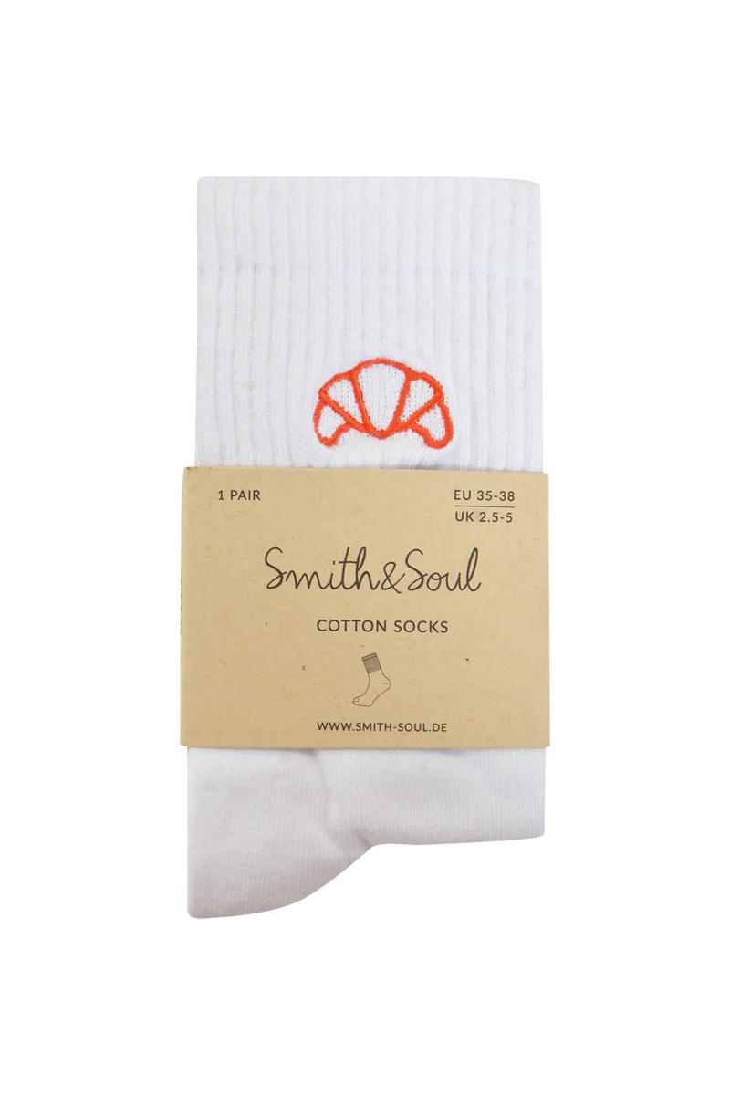 Smith & Soul Socken mit Croissant weiß/mandarin red