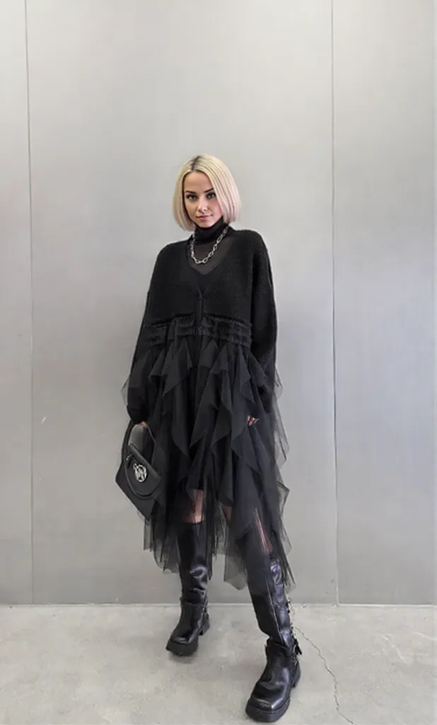 Re-launch Casual Minimal Goth Maxi Cardigan