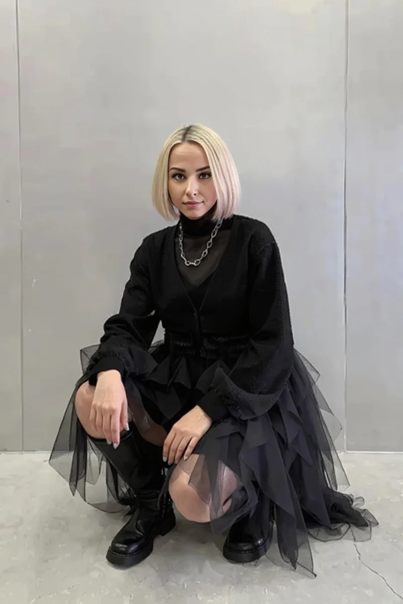 Re-launch Casual Minimal Goth Maxi Cardigan