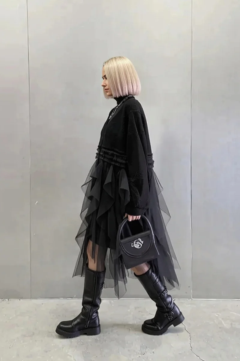 Re-launch Casual Minimal Goth Maxi Cardigan