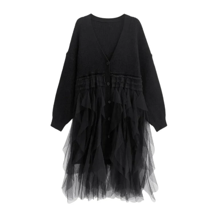 Re-launch Casual Minimal Goth Maxi Cardigan