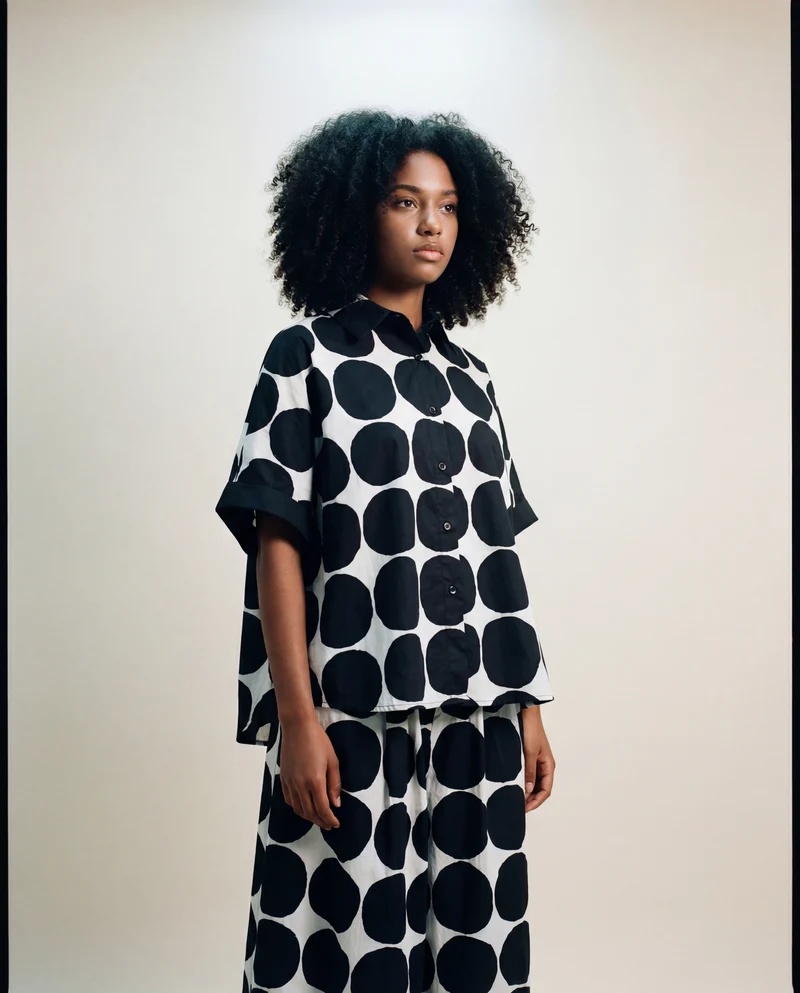 Chic Polka Dot Maxi Shirt-Blouse - Oversized Comfort & Style