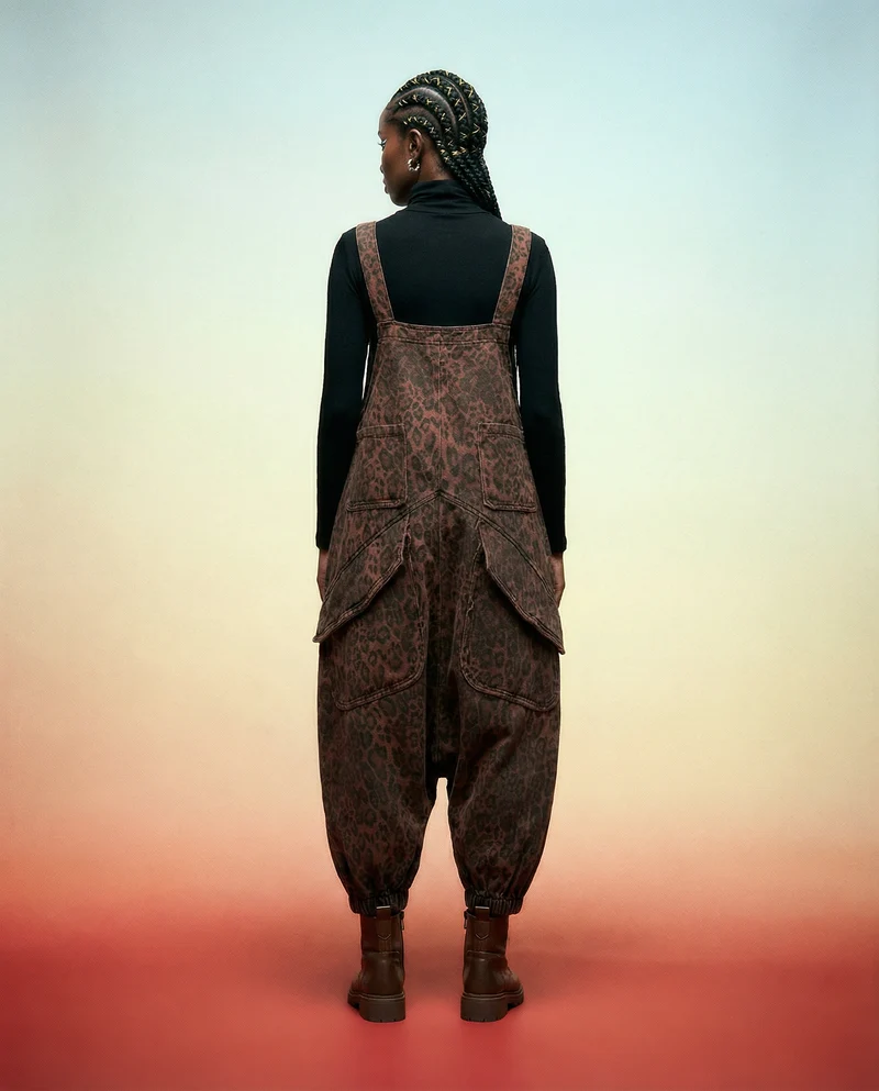 Bold and Elegant Leopard Print Jumpsuit with Relaxed Fit