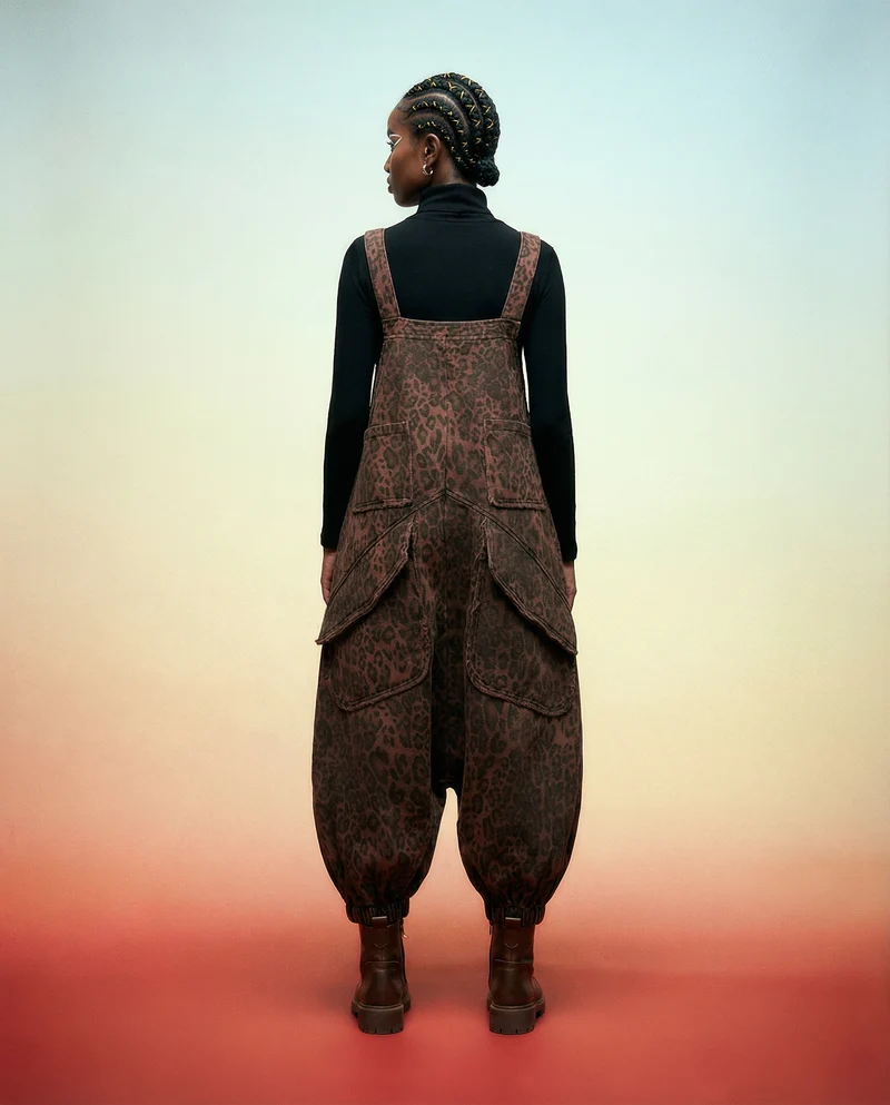 Bold and Elegant Leopard Print Jumpsuit with Relaxed Fit