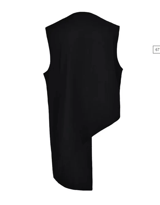 Asymmetrical Patchwork Vest with Fringe Decoration – Edgy Office Style